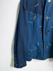 ISSEY MIYAKE - F/W 1993 PANELED DENIM JACKET WITH CONTRAST EMBROIDERED DETAILS ALL OVER