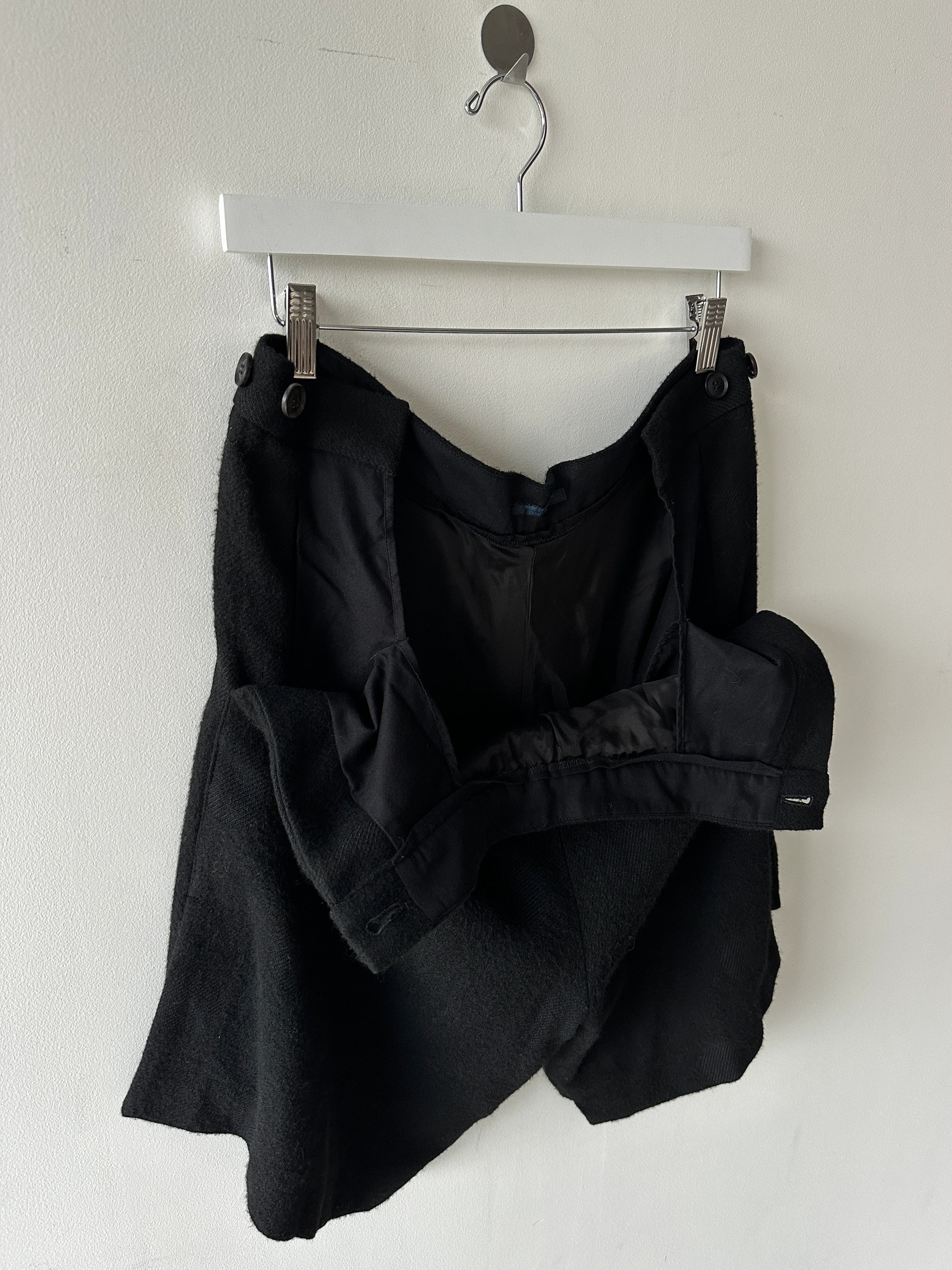 YOHJI YAMAMOTO REGULATION - mid 2010s ASYMMETRIC WOOL SHORTS