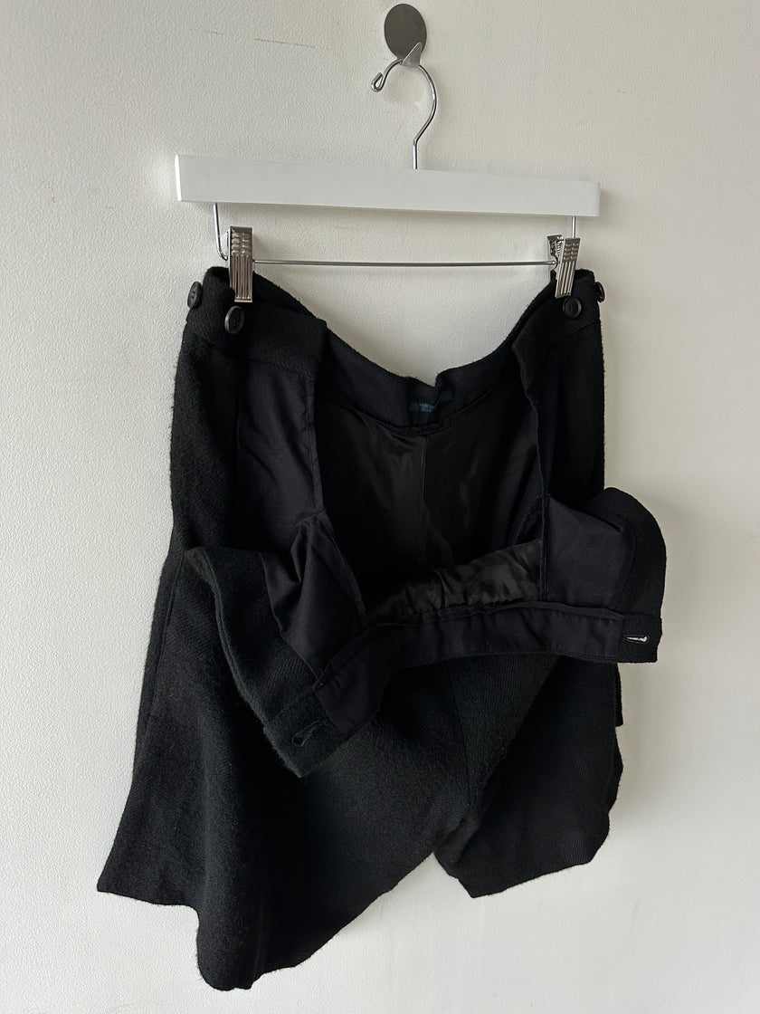 YOHJI YAMAMOTO REGULATION - mid 2010s ASYMMETRIC WOOL SHORTS