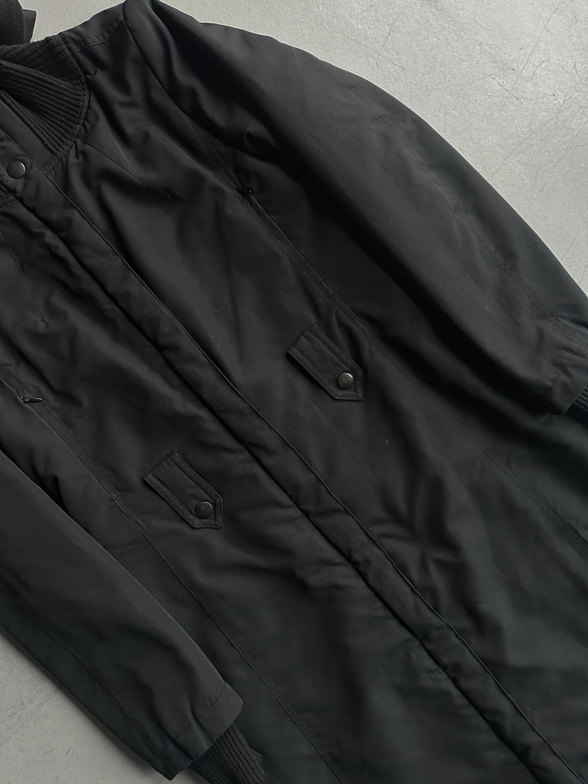 COP COPINE - early 2000s PADDED COAT WITH ZIPPED BACK AND GLOVES SCARF