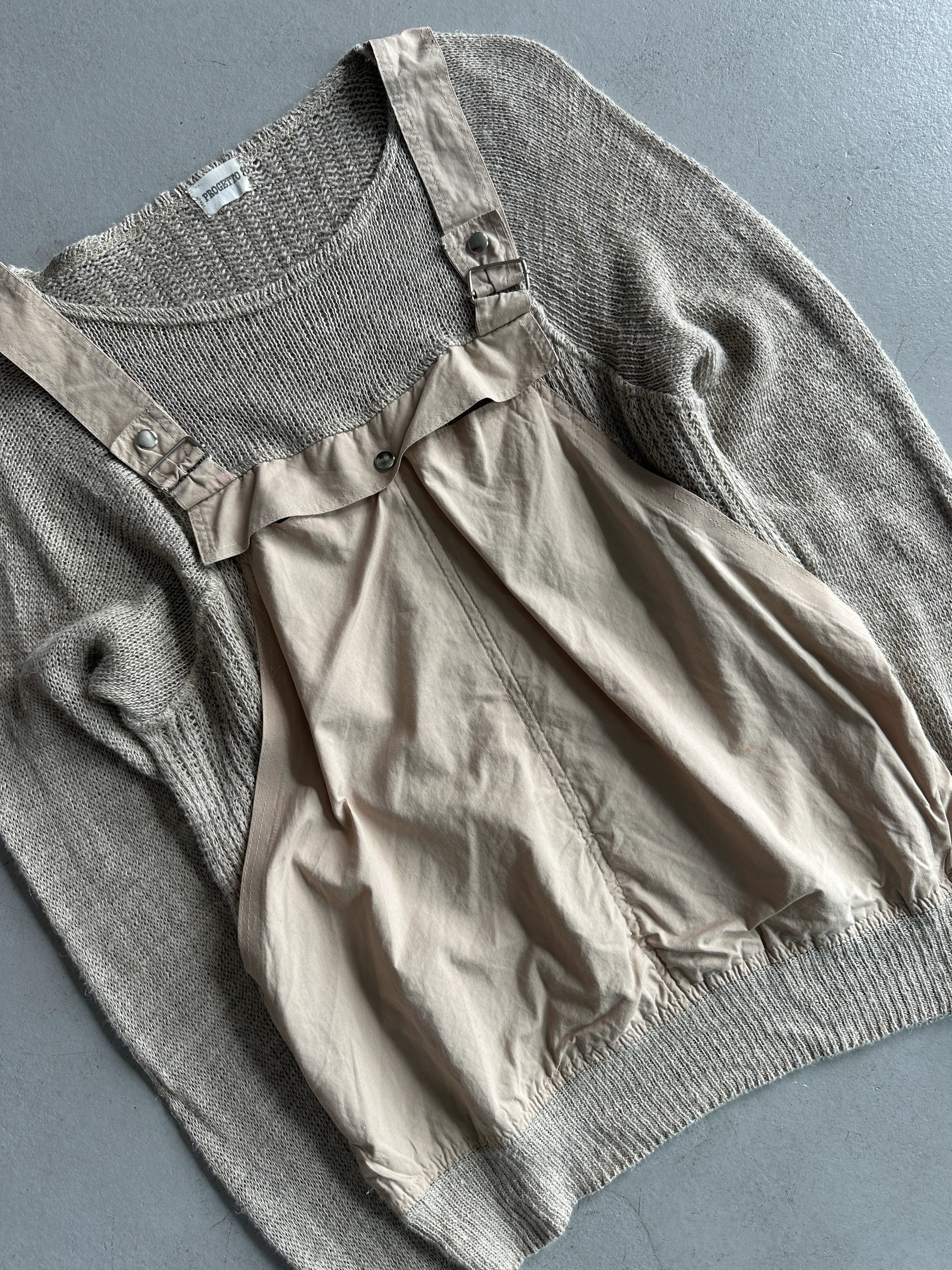 1980s SOFT KNIT JUMPER WITH DUNGAREE STYLE FRONT
