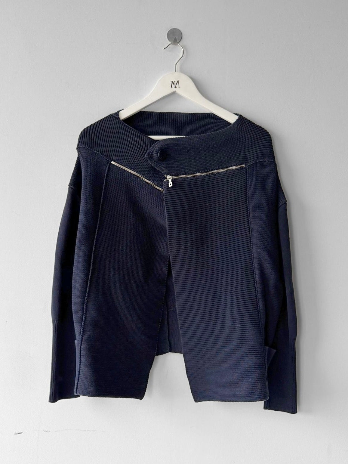 MARITHÉ + FRANÇOIS GIRBAUD - early 2000s ZIP DETAIL AT COLLAR OPEN FRONT CARDIGAN