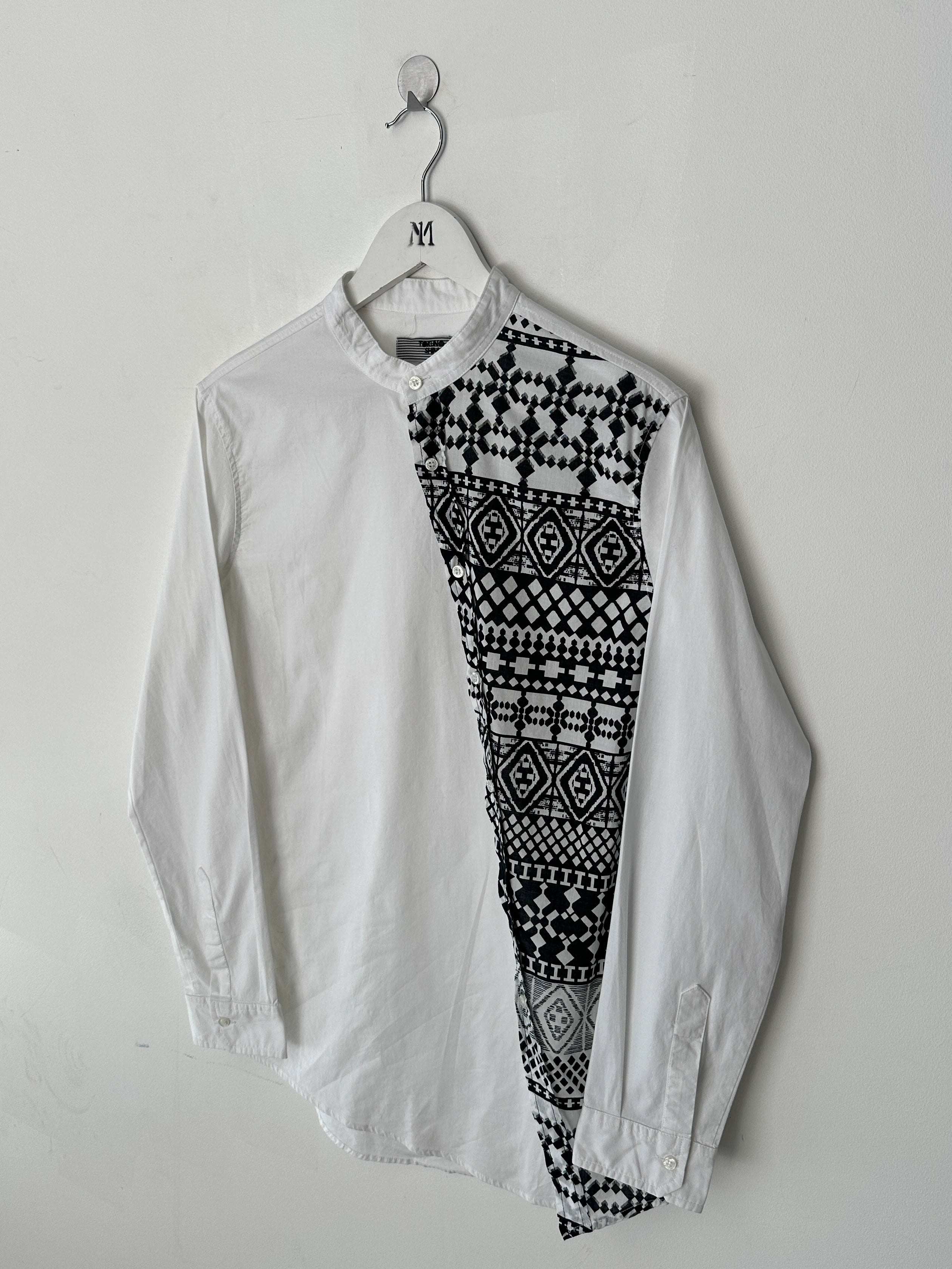 ITALIAN LABEL 2000s MANDARIN COLLAR ASYMMETRIC LONG SLEEVE SHIRT