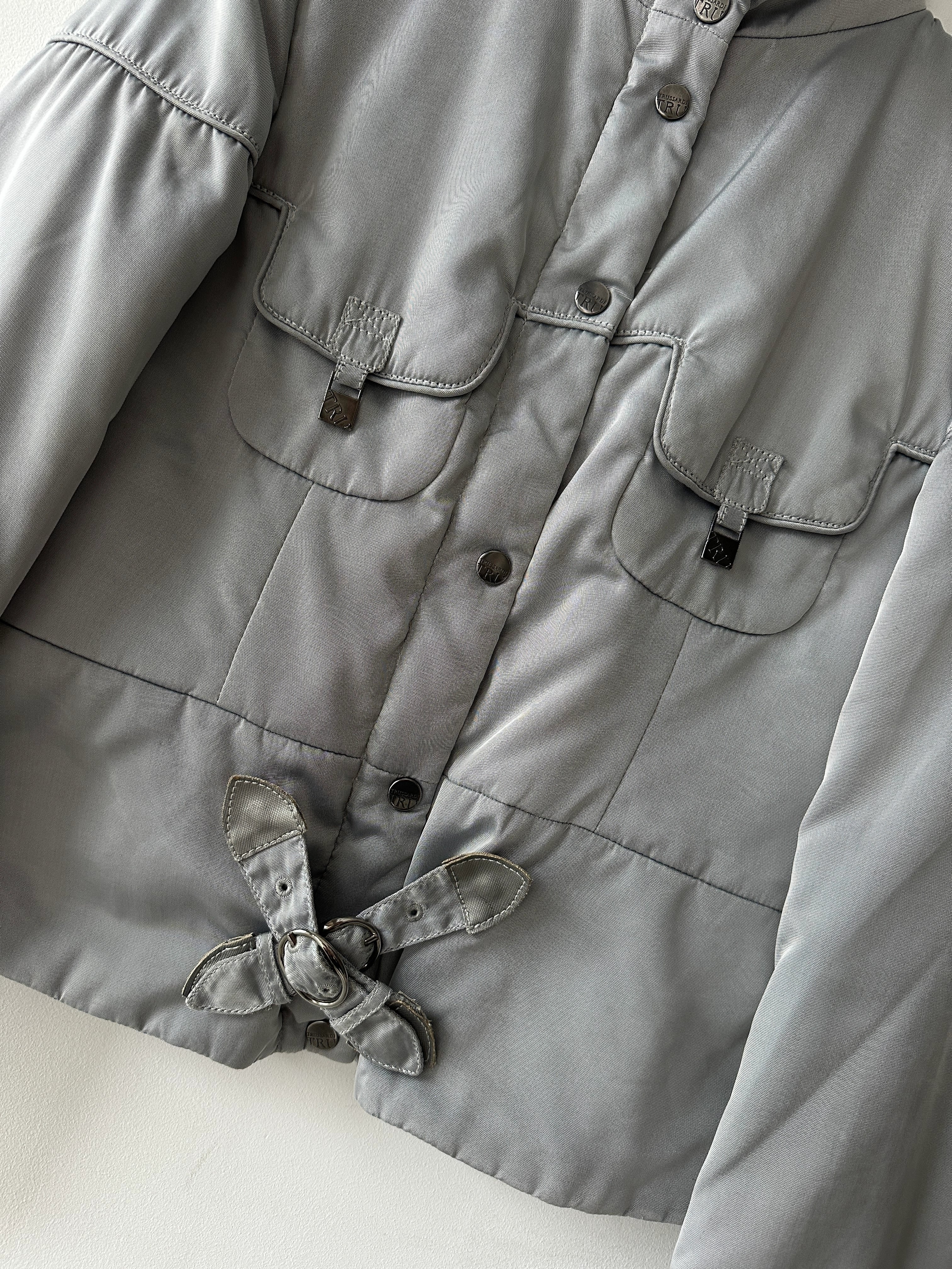 TRUSSARDI - early 2000s CROP FIT JACKET WITH CROSS STRAP DETAILS