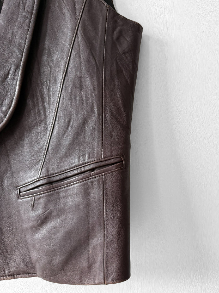 KATHARINE HAMNETT - 1990s LEATHER VEST