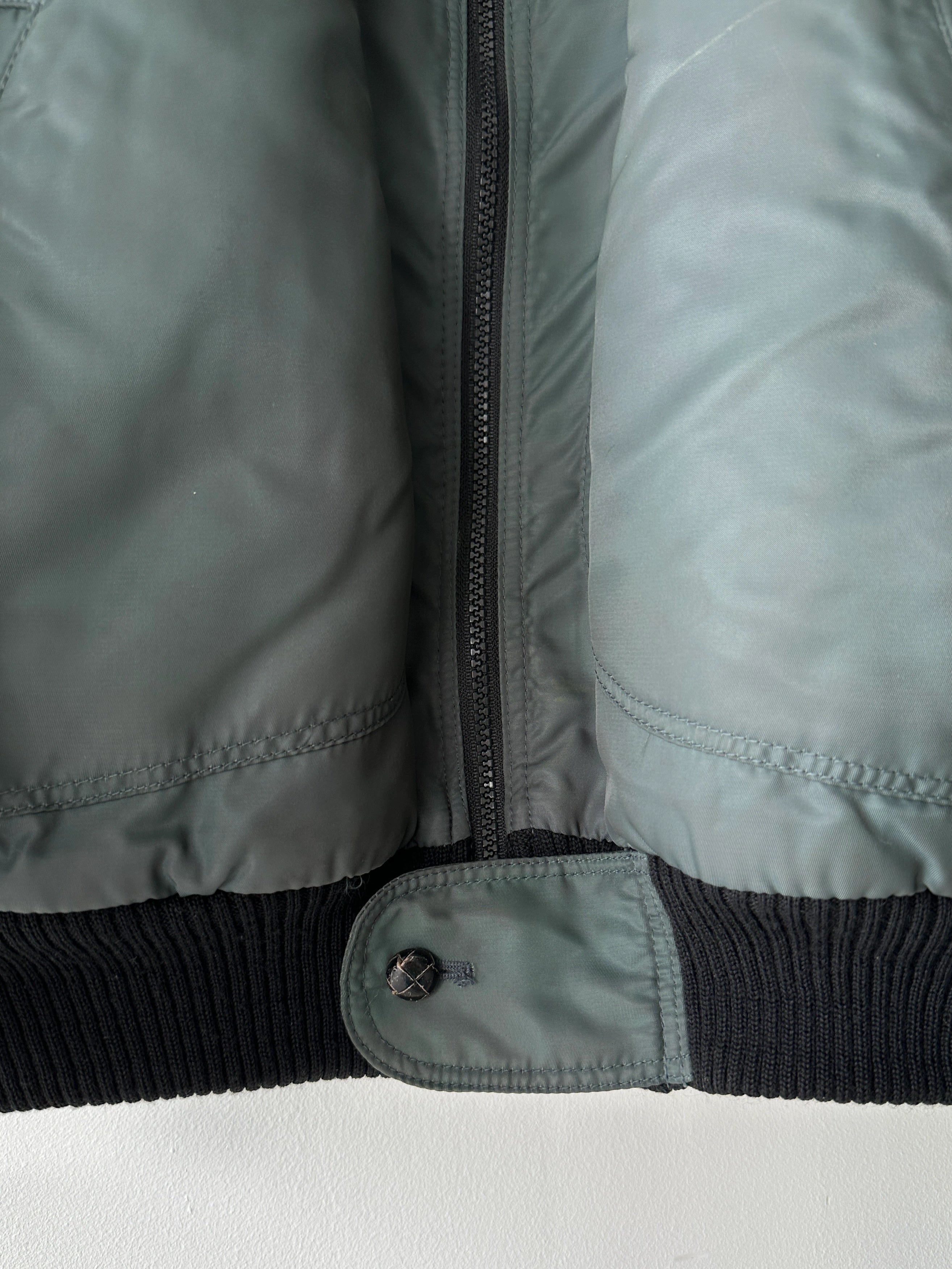 ITALIAN LABEL - 1980s NYLON BOMBER JACKET WITH SHEARLING COLLAR