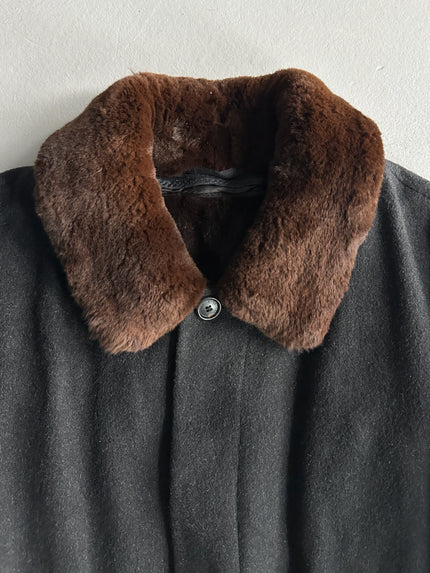 BURBERRY - 1990s FUR COLLAR CASHMERE JACKET