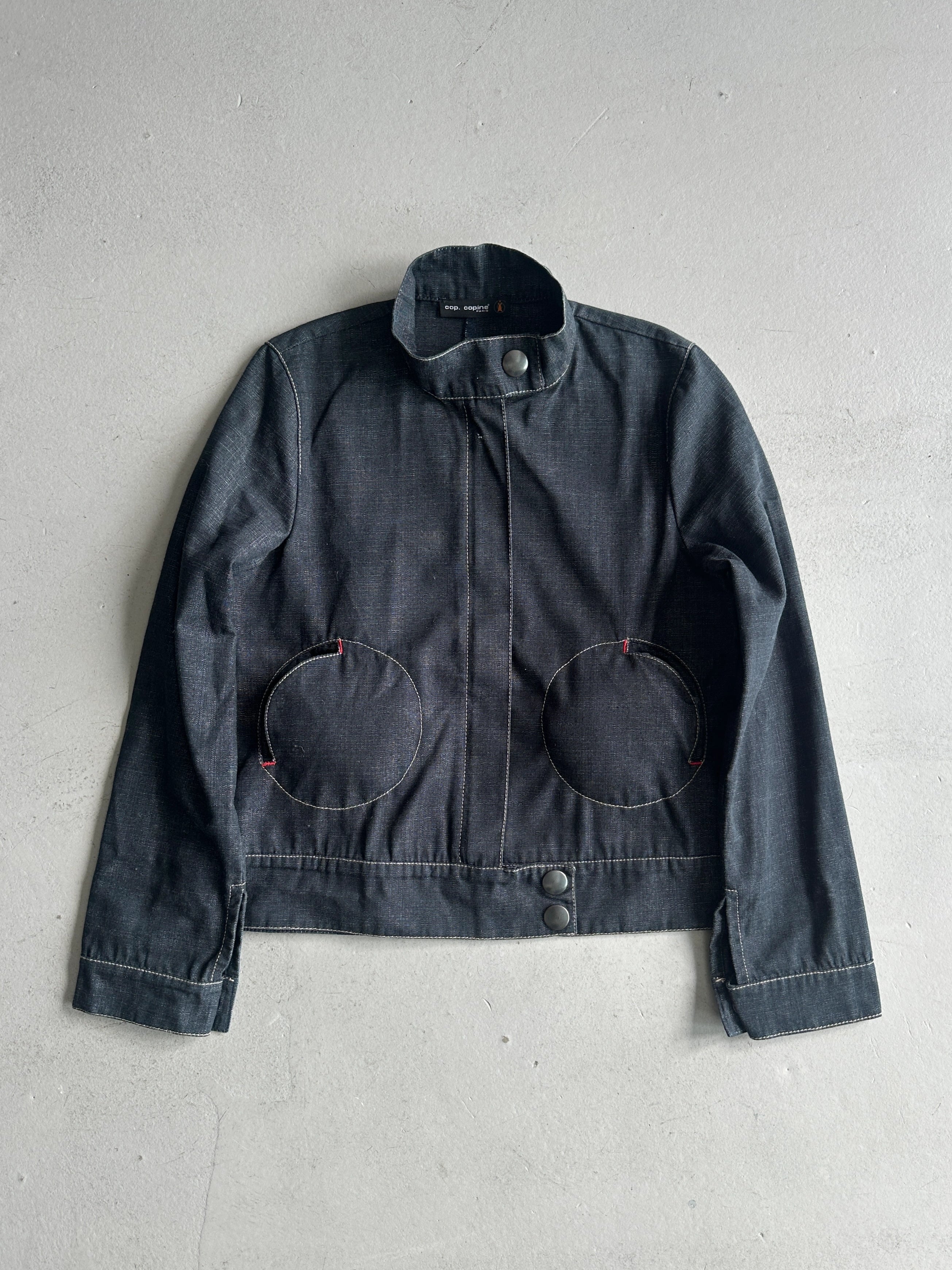 COP COPINE - 2000s CROP FIT DENIM JACKET WITH ROUND POCKETS