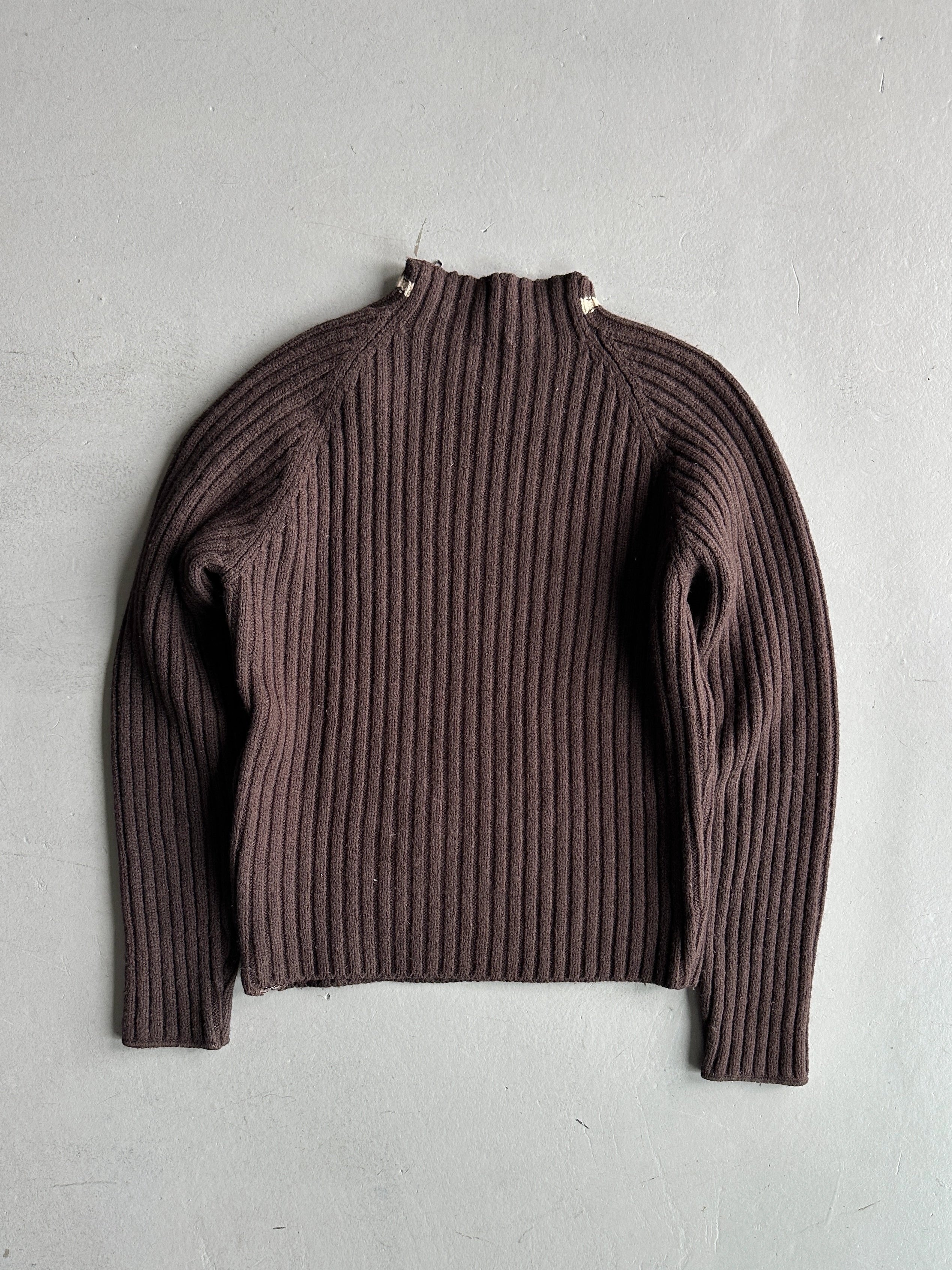 DANIELE ALESSANDRINI - 1990s RIBBED KNIT JUMPER WITH FULL ASYMMETRICAL SIDE ZIP