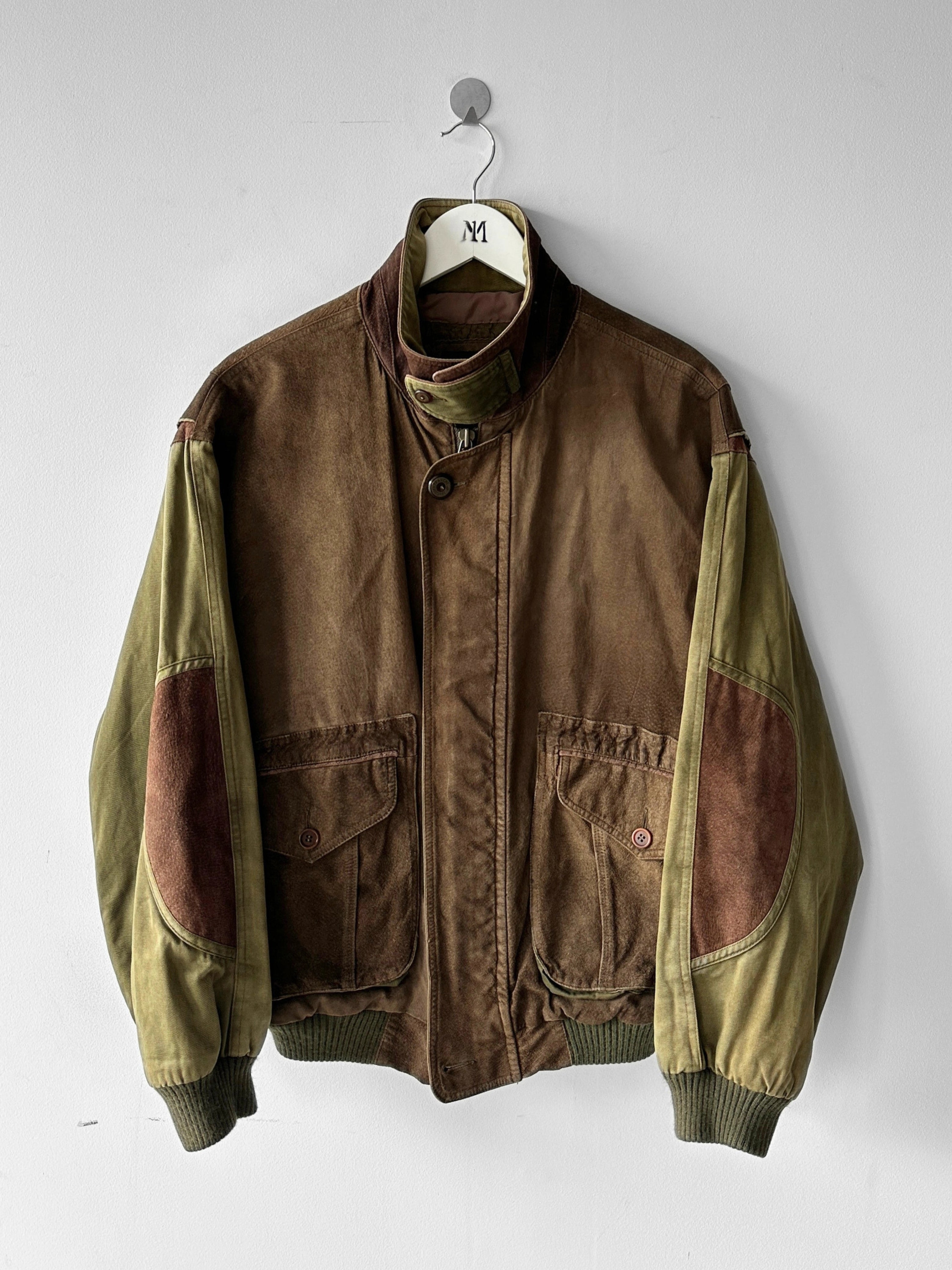 FRENCH LABEL 1980s PANELED BOMBER JACKET WITH SUEDE FRONT