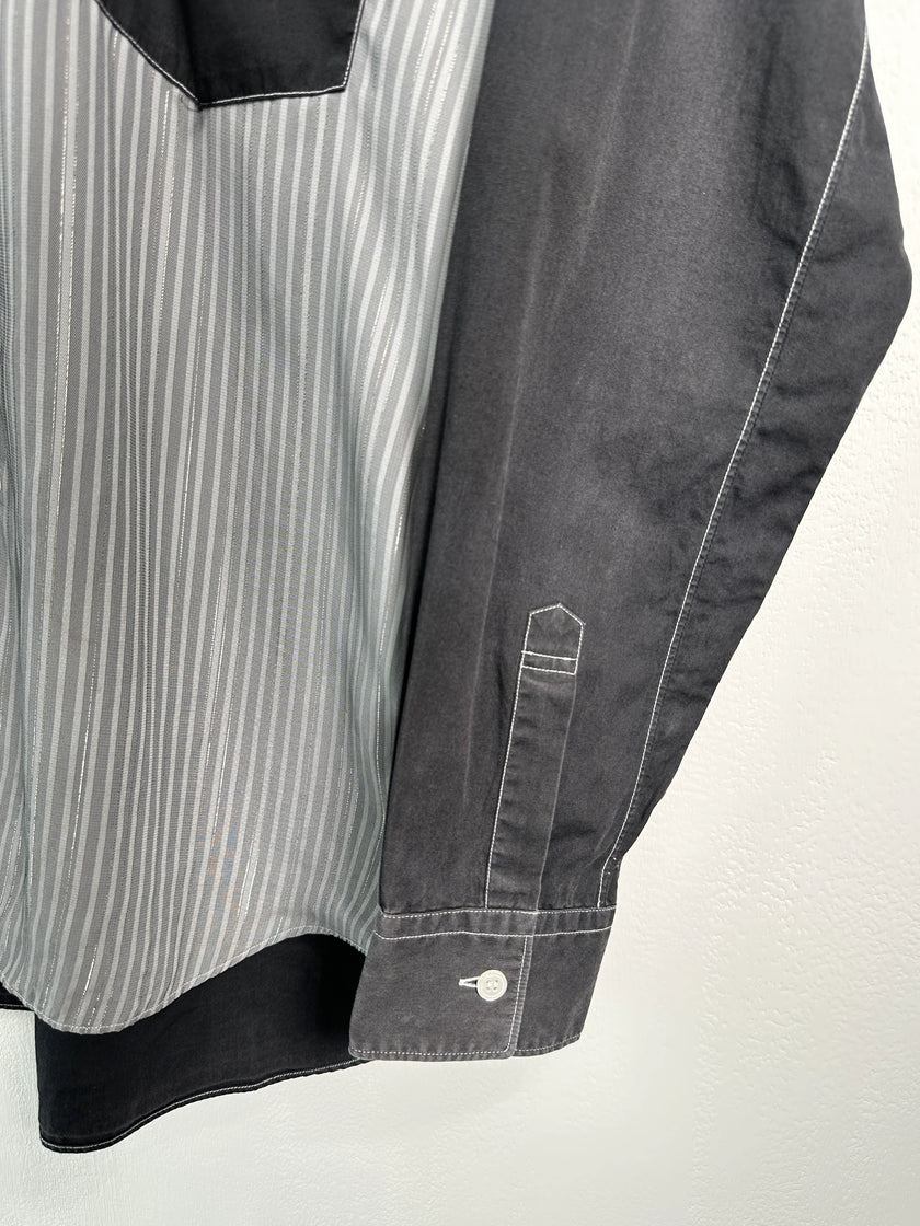 COMME DES GARÇONS - early 2000s PANELED LONG SLEEVE SHIRT WITH CONTRASTING SLEEVE AND BACK