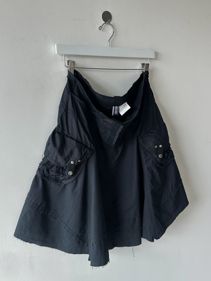 JEAN PAUL GAULTIER - 2000s PANELED SKIRT WITH FRAYED HEM DETAILS