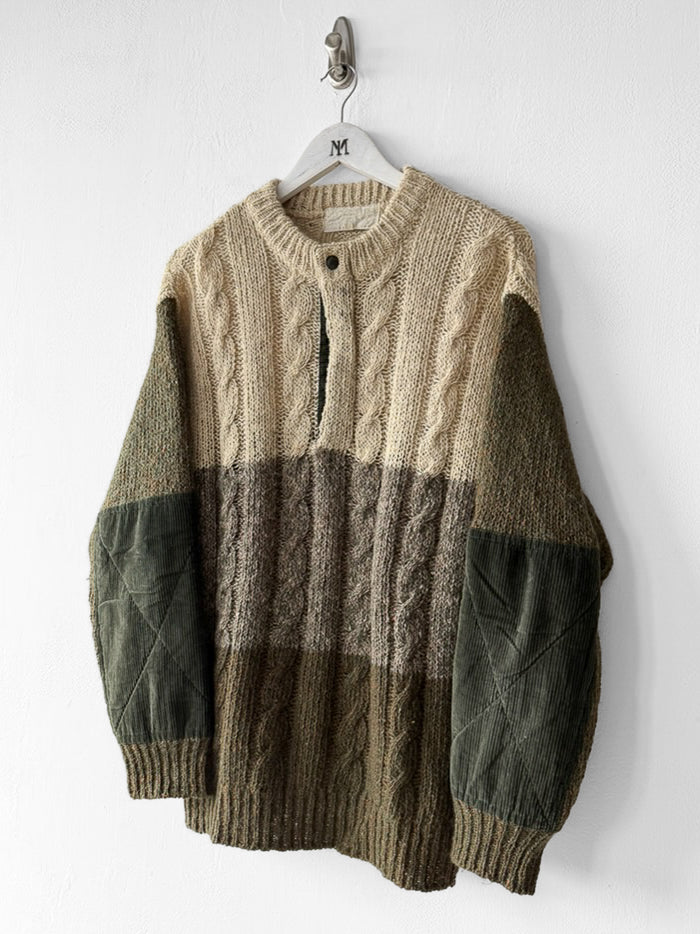 ICEBERG BY J.C. DE CASTELBAJAC - 1980s COLOR BLOCK PANELLED KNIT JUMPER WITH CORDUROY PANELS