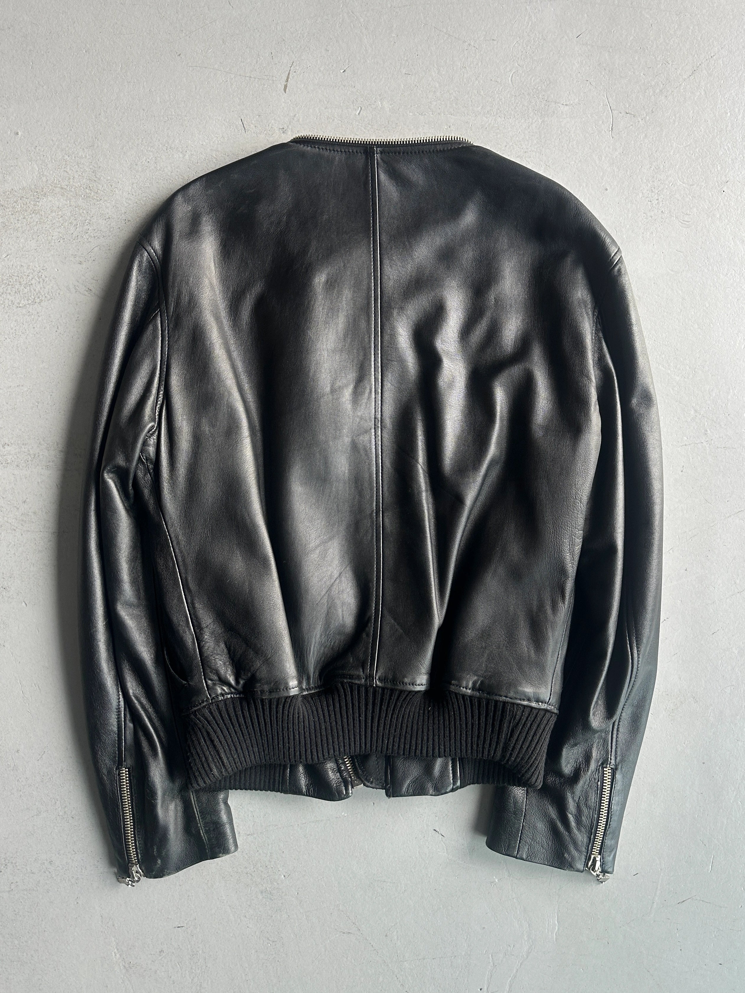 VERSUS VERSACE - early 2000s REMOVABLE COLLAR LEATHER JACKET