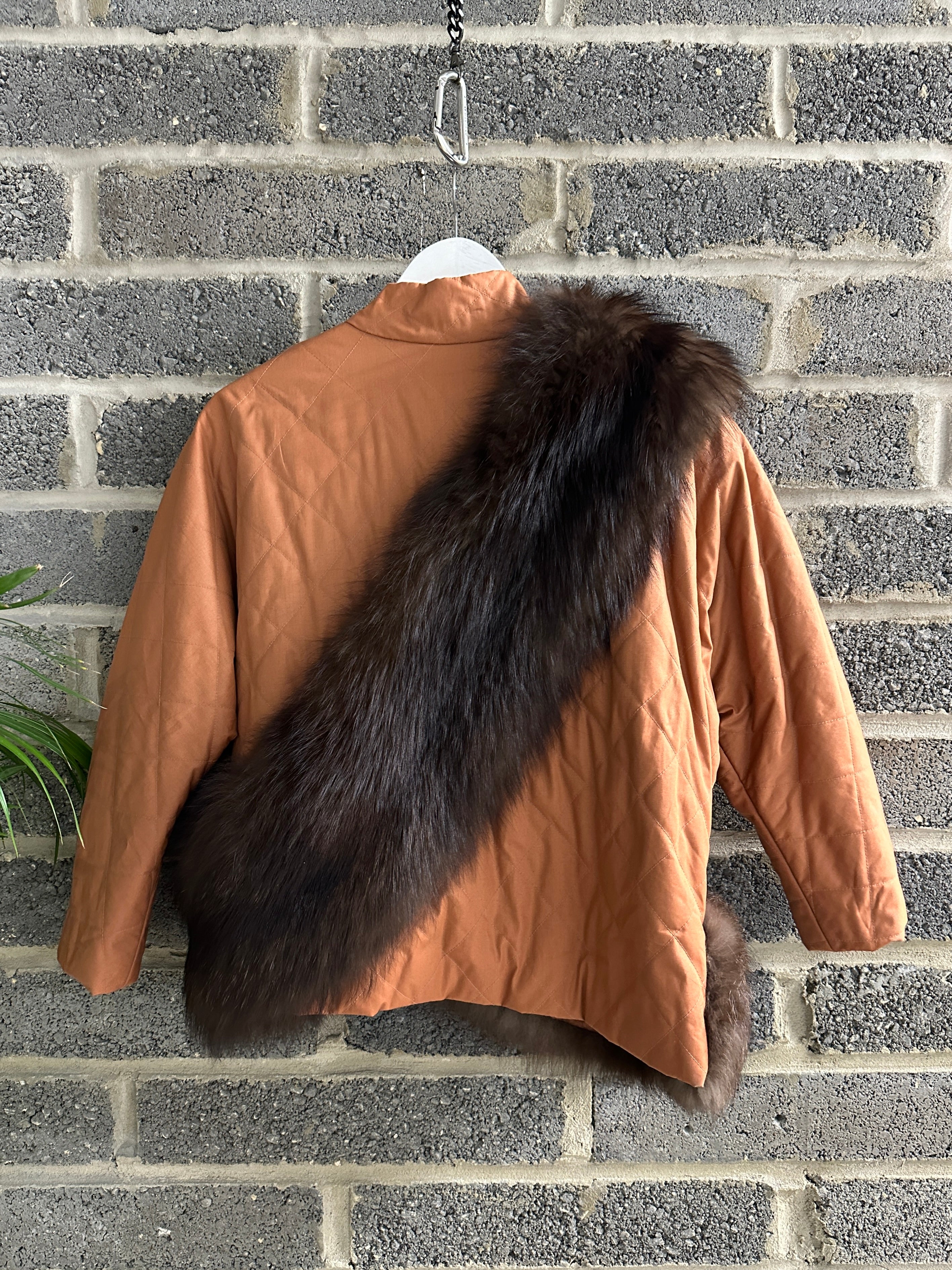 1980s QUILTED JACKET WITH FOX FUR DETAILS