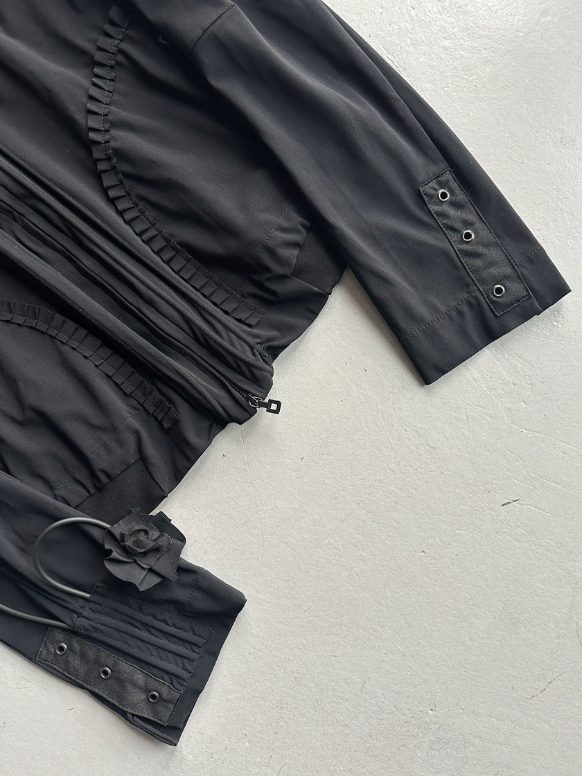 MARITHÉ + FRANÇOIS GIRBAUD - 2000s 3D FLOWER APPLIQUÉS ZIPPED JACKET