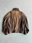 1980s DROPPED SHOULDER LEATHER AND SUEDE BOMBER JACKET