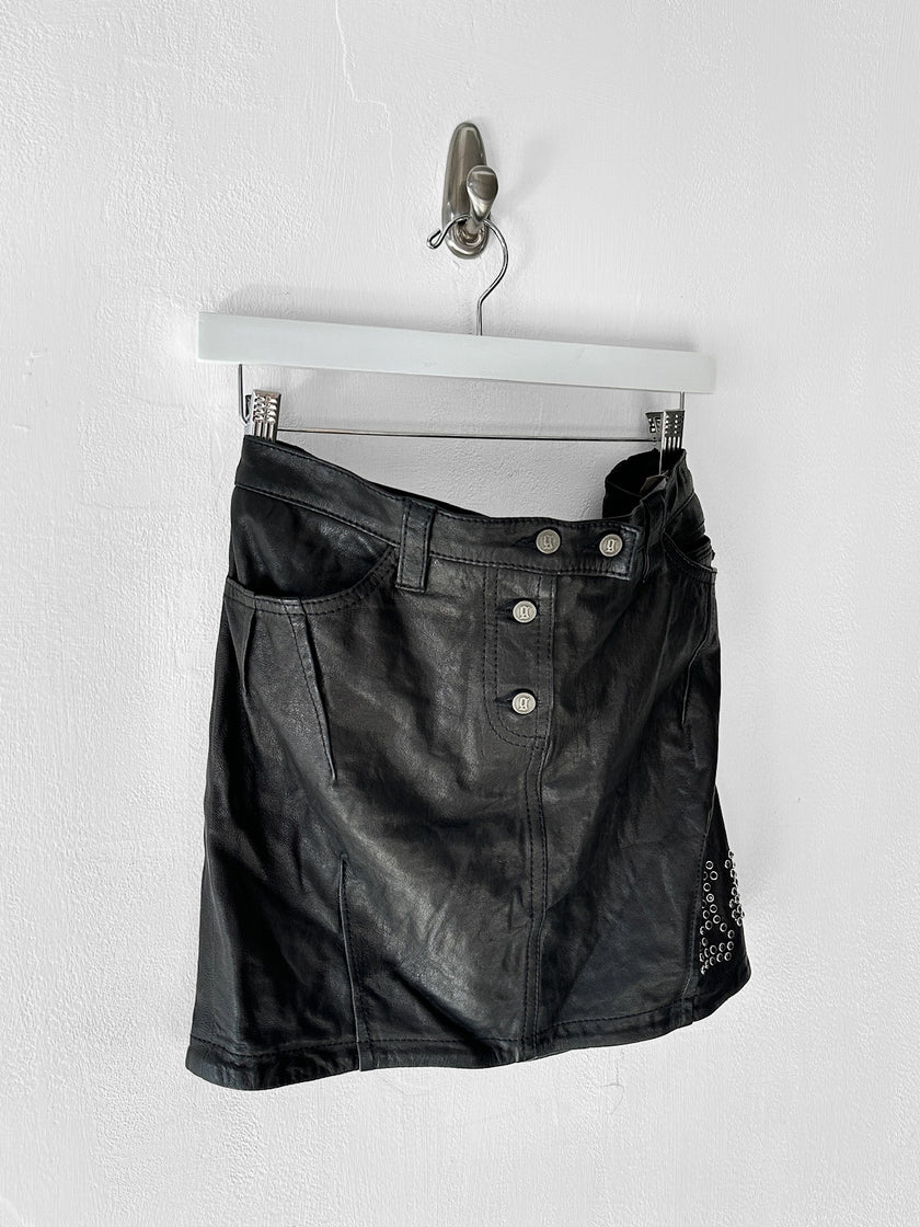 GALLIANO BY JOHN GALLIANO - F/W 2008 MINI LEATHER SKIRT WITH LOGO STUDS