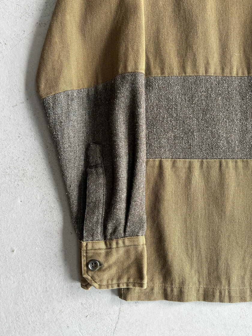 RYUICHIRO SHIMAZAKI - 1990s CONTRASTING WOOL BLOCK LONG SLEEVE SHIRT
