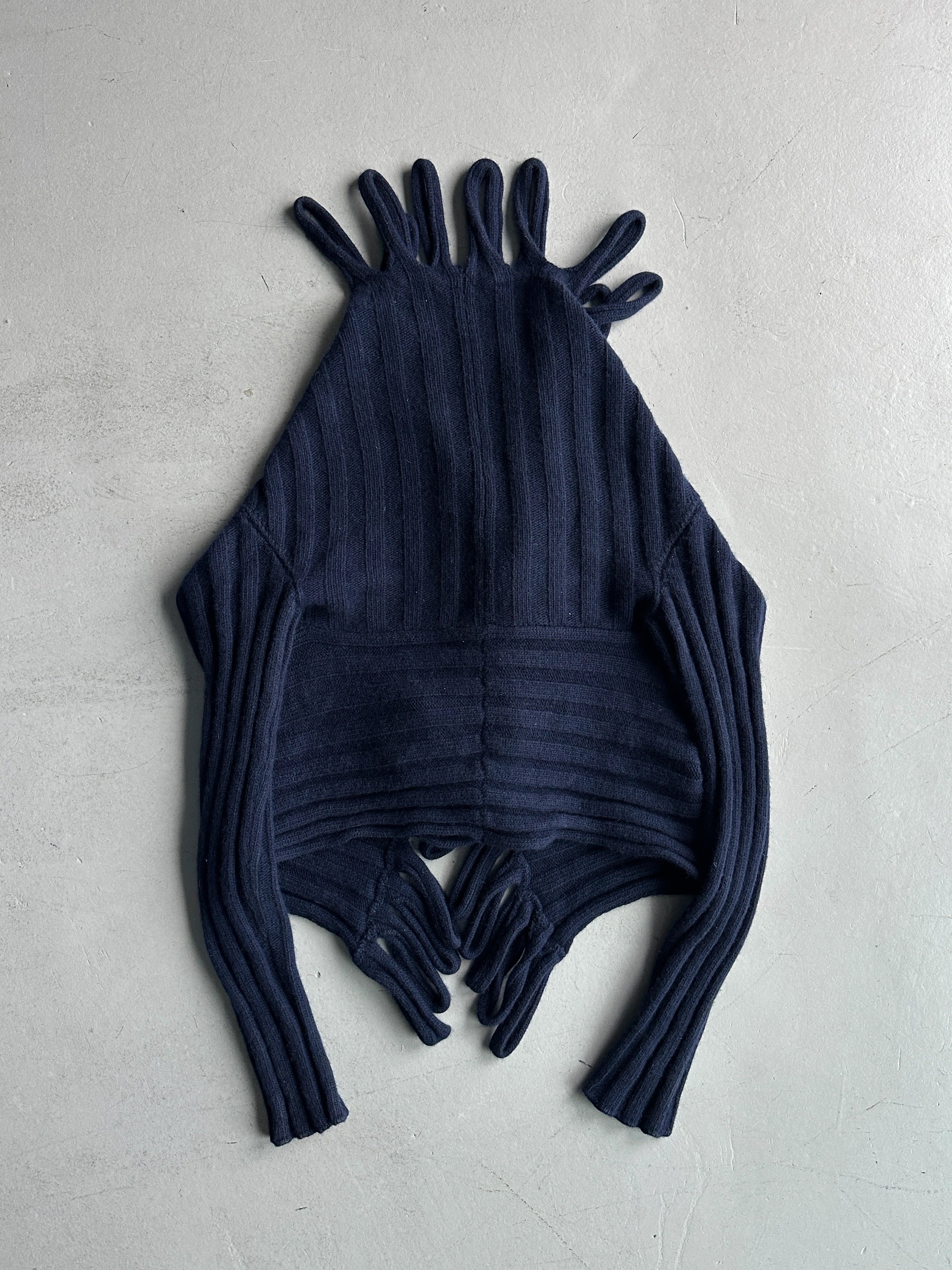 MARITHÉ + FRANÇOIS GIRBAUD - 2000s LOOPING CUT OUT DETAILS OPEN FRONT KNIT CARDIGAN