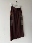 ISSEY MIYAKE HAI - 1980s MAXI WOOL SKIRT WITH CONTRASTING PLAID OVERSIZED POCKETS