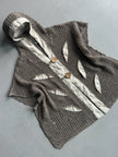 1990s OPEN KNIT HOODED CARDIGAN WITH LINEN DETAILS