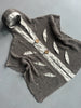 1990s OPEN KNIT HOODED CARDIGAN WITH LINEN DETAILS