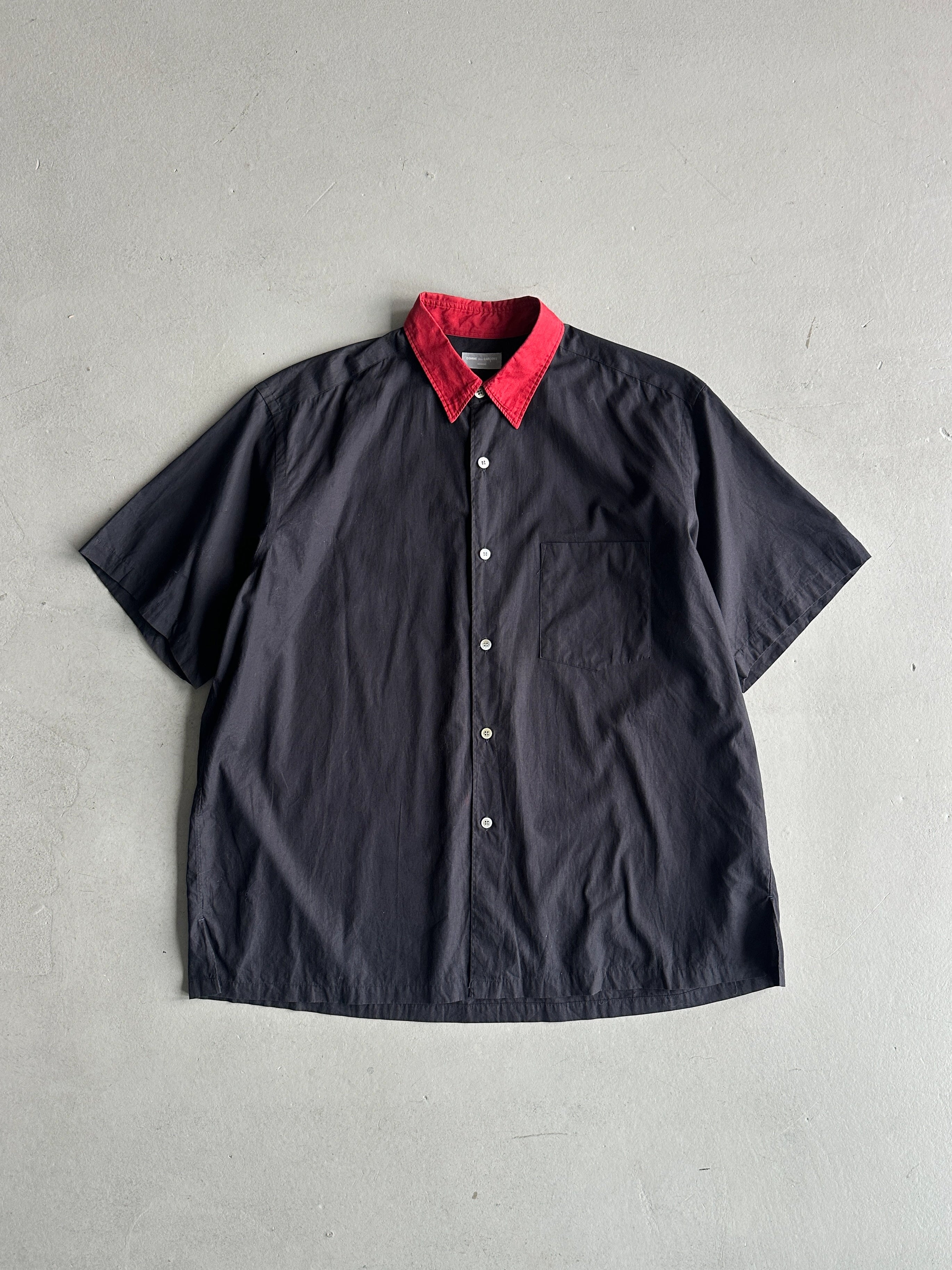 COMME DES GARÇONS HOMME - S/S 1991 CONTRASTING COLLAR SHORT SLEEVE SHIRT