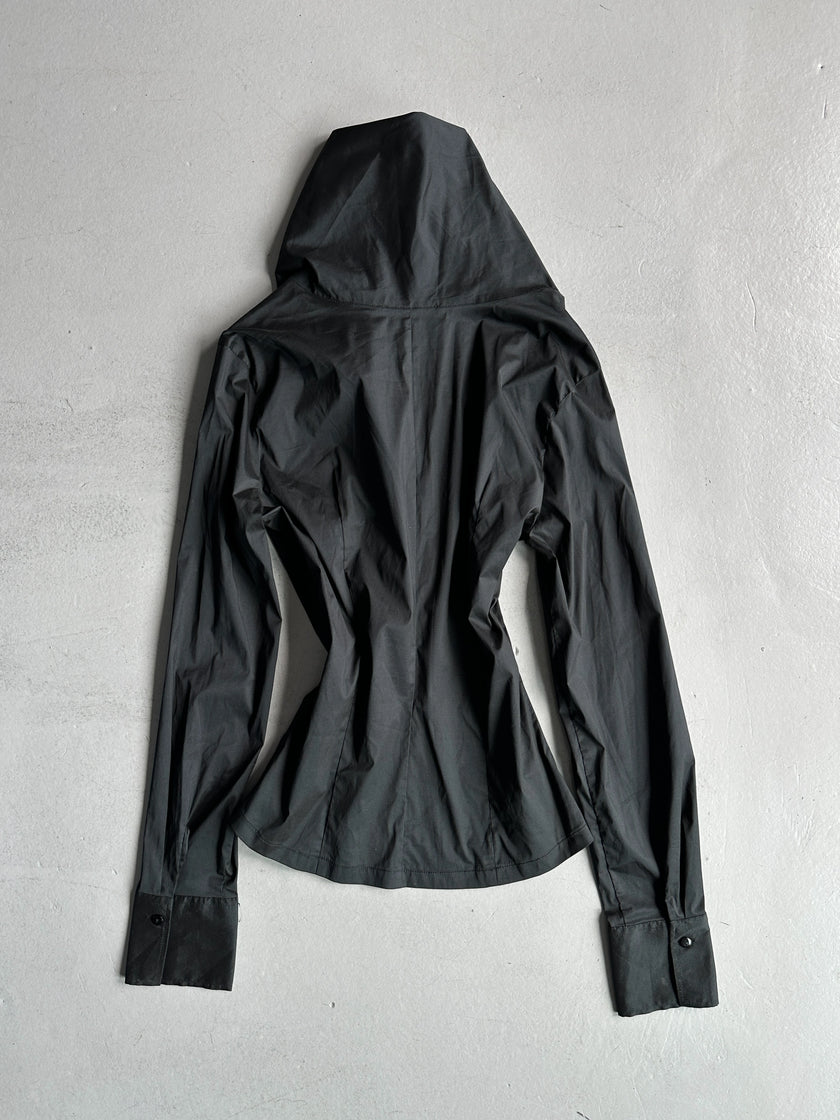 1990s EXTRA WIDE COLLAR BUTTONED BLOUSE