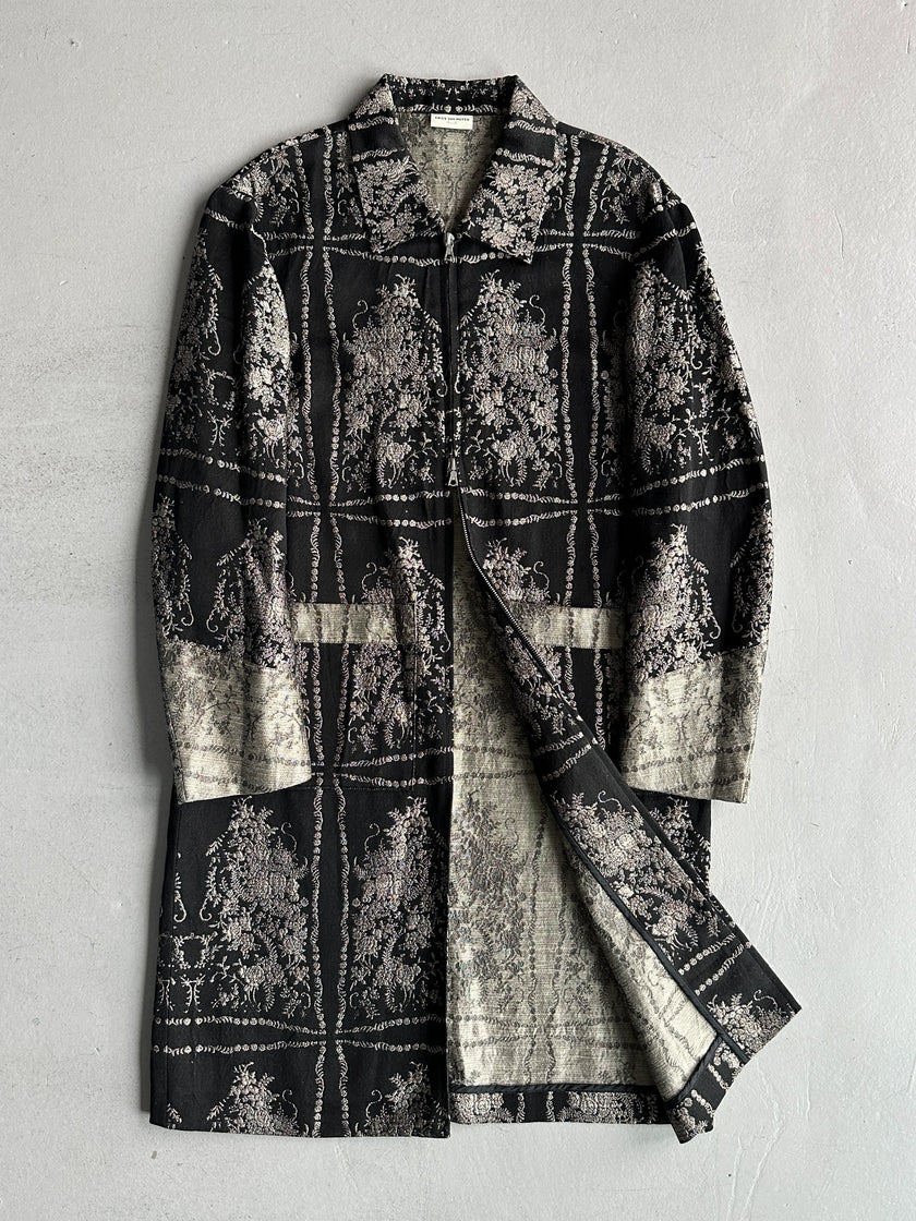 DRIES VAN NOTEN - 2000s METALLIC JACQUARD FLORAL COAT