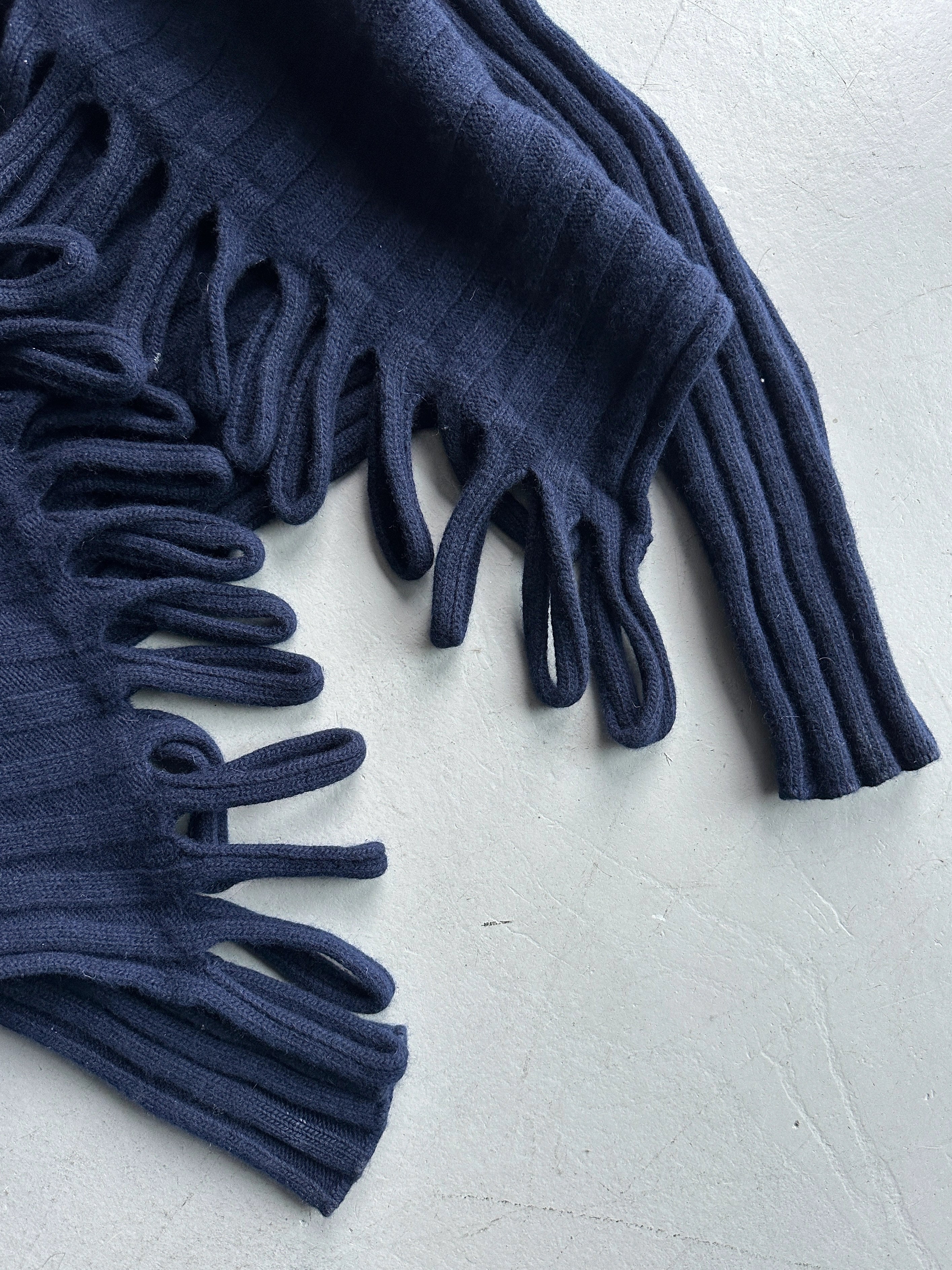 MARITHÉ + FRANÇOIS GIRBAUD - 2000s LOOPING CUT OUT DETAILS OPEN FRONT KNIT CARDIGAN