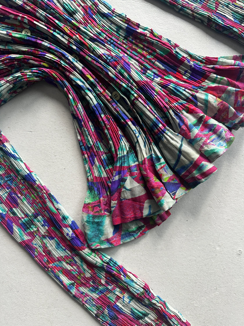 ISSEY MIYAKE FÈTE - S/S 2008 ABSTRACT PRINT BUTTONED BLOUSE