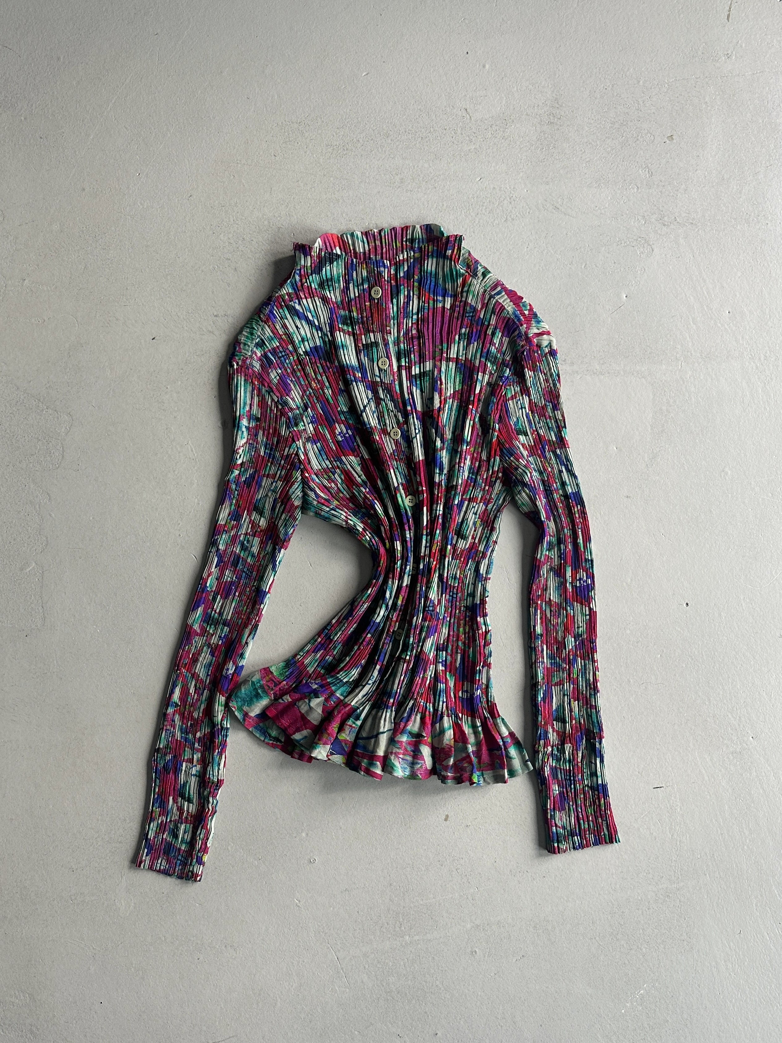 ISSEY MIYAKE FÈTE - S/S 2008 ABSTRACT PRINT BUTTONED BLOUSE