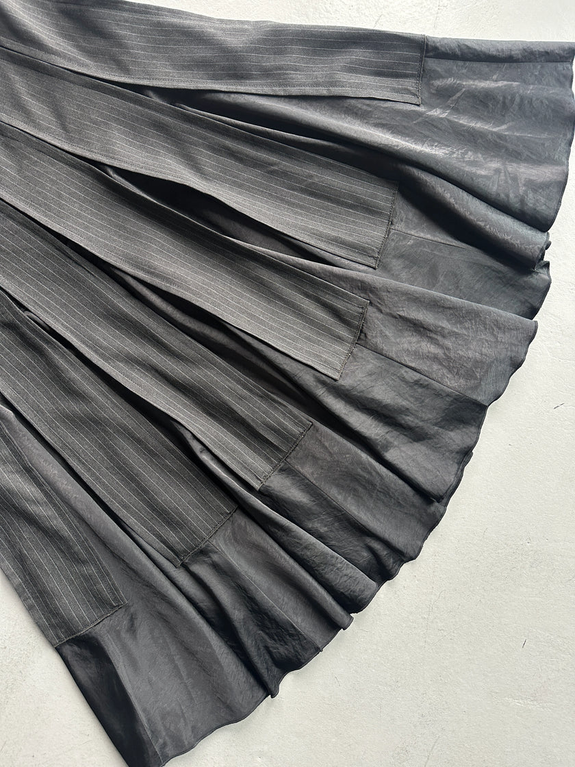 MARELLA - 2000s PANELED PLEATED LONG PINSTRIPED SKIRT