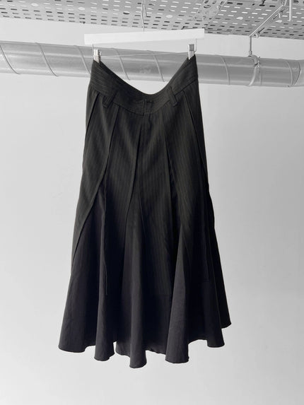MARELLA - 2000s PANELED PLEATED LONG PINSTRIPED SKIRT