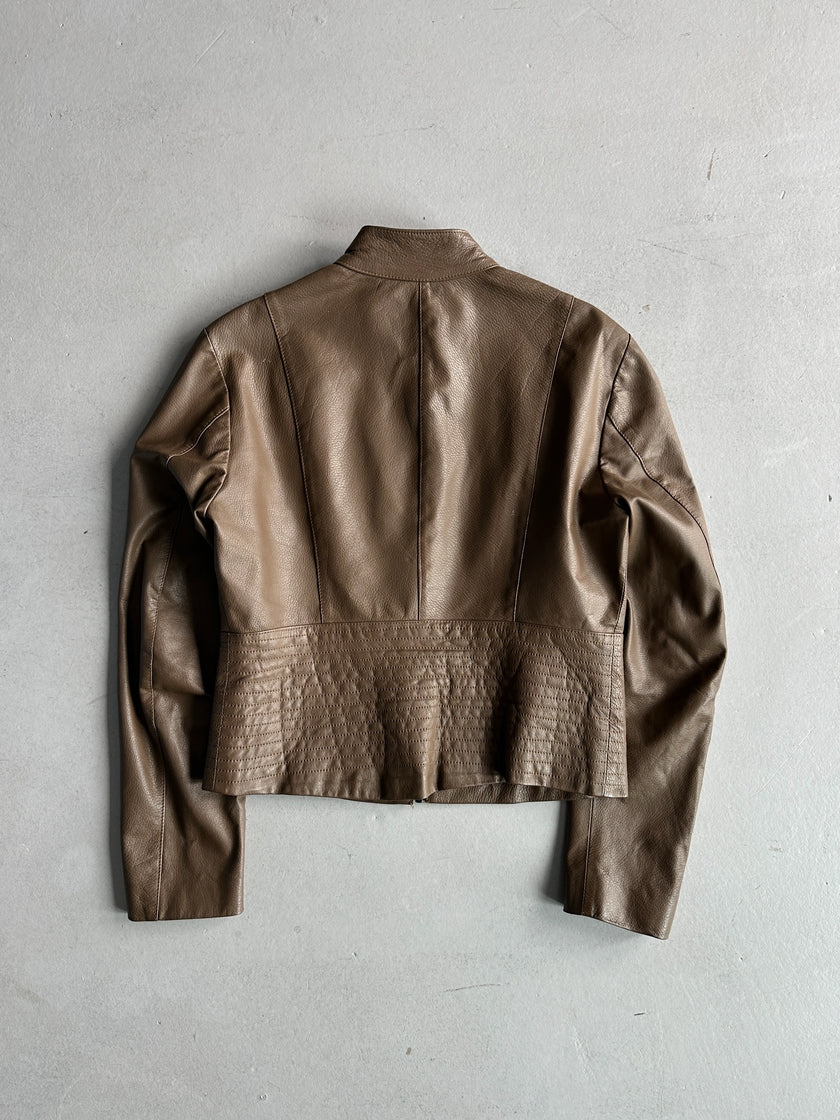 1990s STITCHED WAIST PANEL LEATHER JACKET