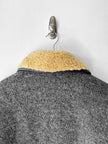 ITALIAN LABEL - 1980s PANELLED WOOL BOMBER JACKET WITH REMOVABLE SHEARLING COLLAR