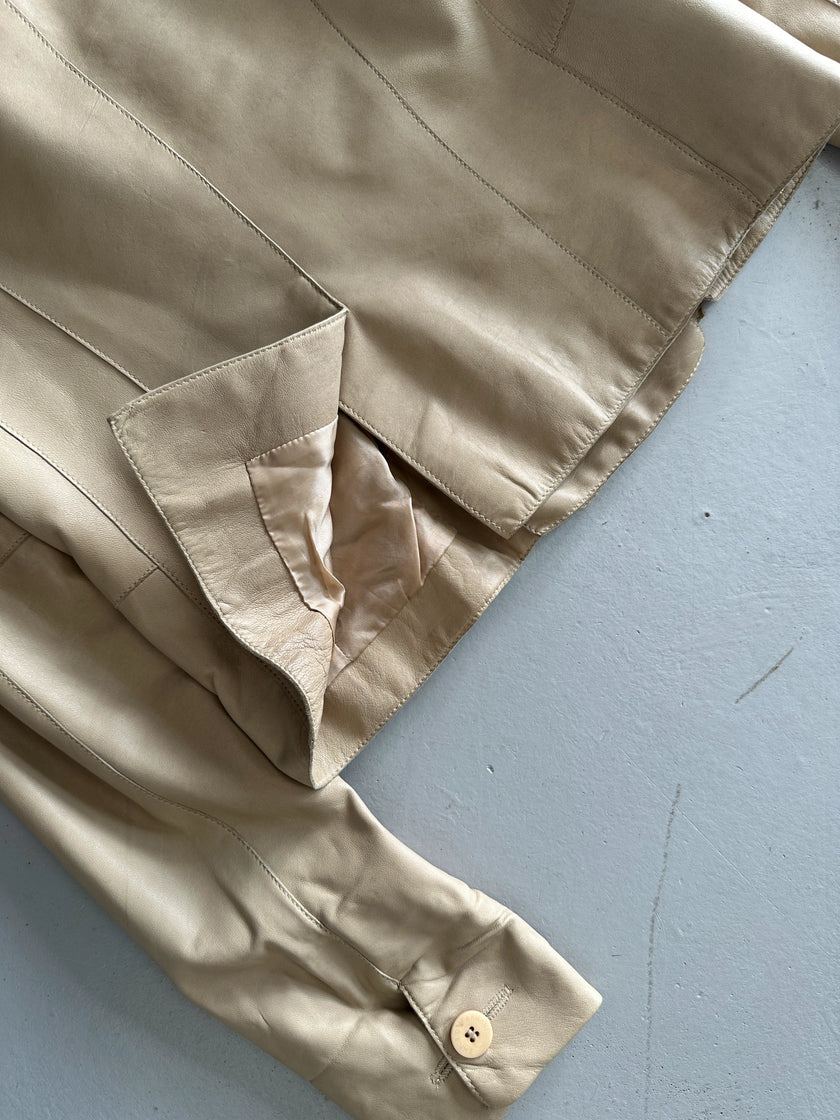 EMPORIO ARMANI - 2004 FUNNEL NECK LEATHER JACKET