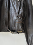 VERSACE - 2000s CROP FIT LEATHER JACKET WITH BONDAGE DETAILS