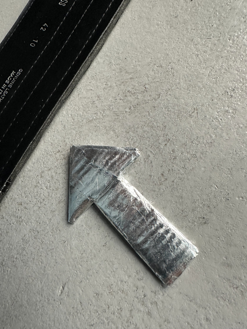 DIRK BIKKEMBERGS - S/S 1998 WIDE LEATHER BELT WITH METAL CHARM DETAIL