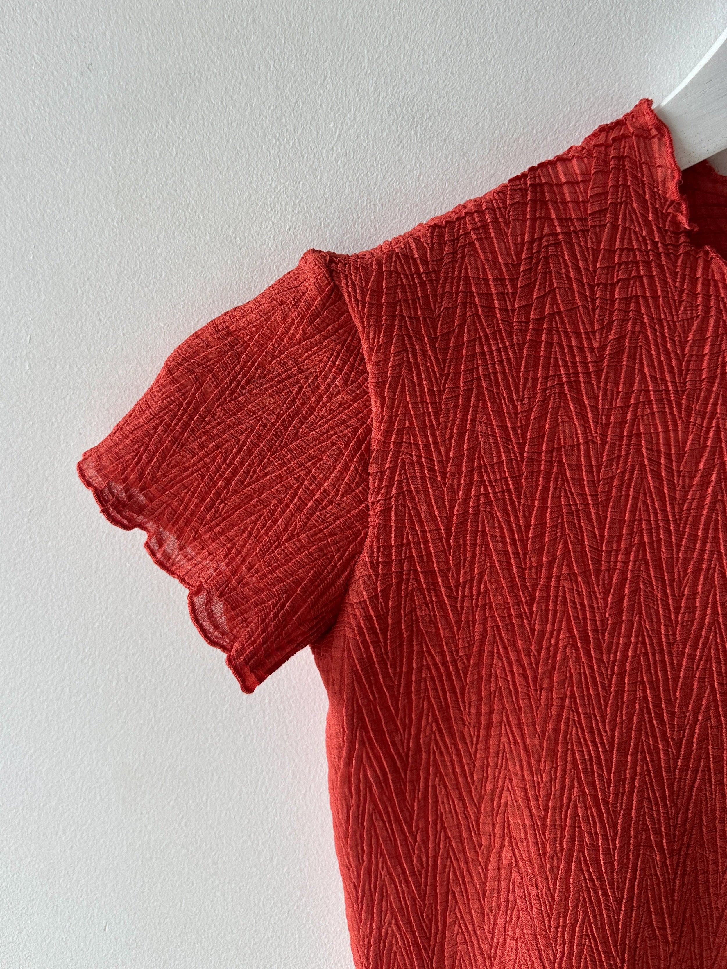 EMPORIO ARMANI - late 1980s PLEATED TEXTURE CROP FIT TOP