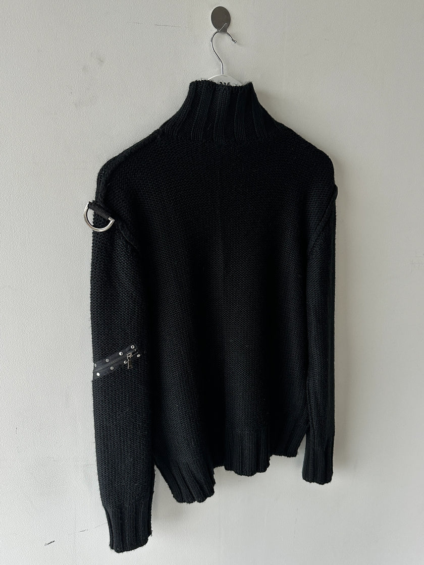 JOHN RICHMOND - F/W 2003 HIGH NECK CHUNKY KNIT BONDAGE JUMPER