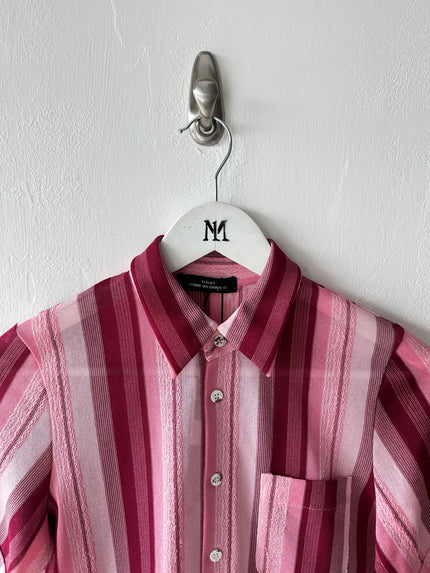 COMME DES GARÇONS - early 2000s OPEN KNIT SHORT SLEEVE BUTTONED SHIRT