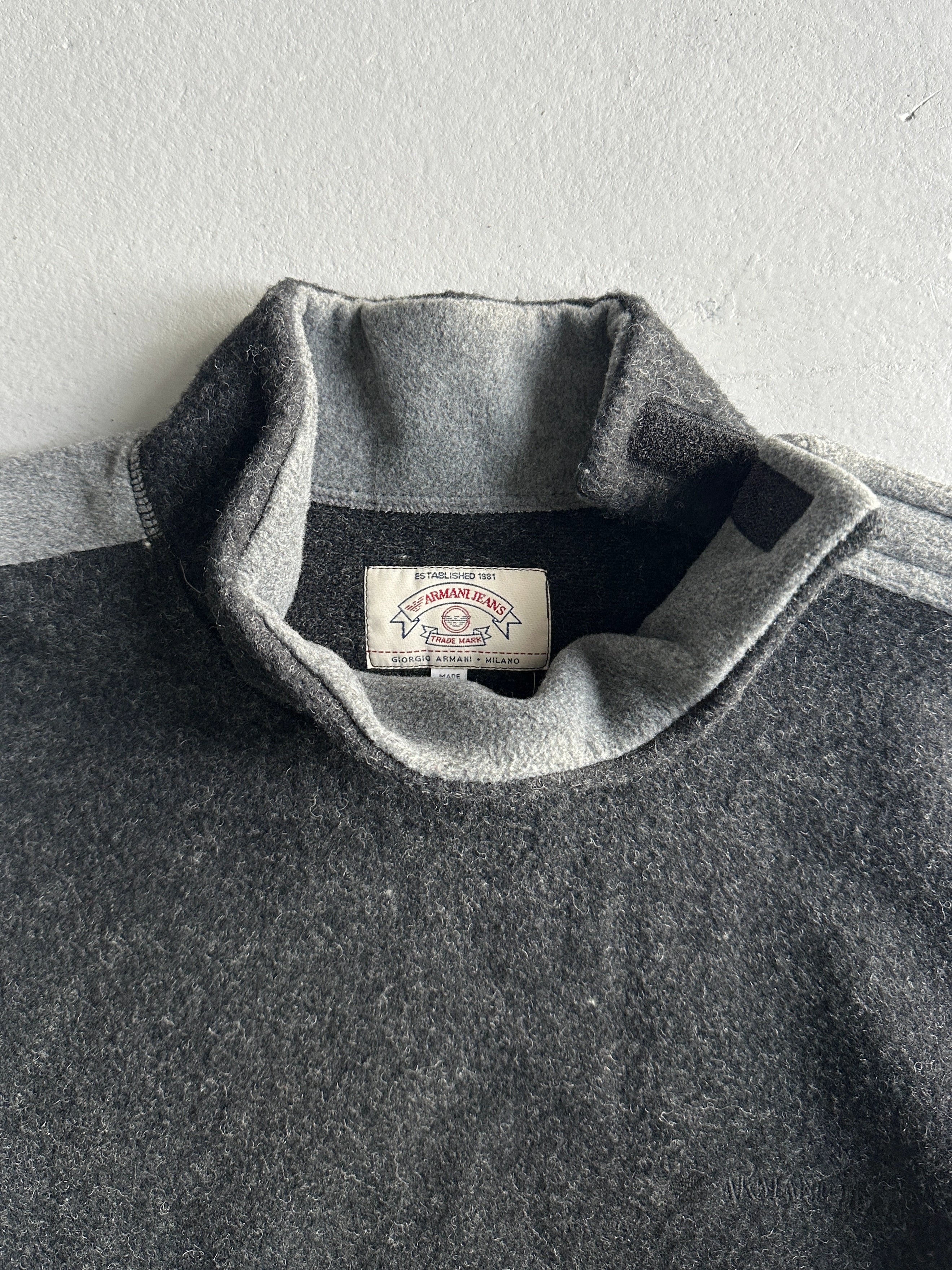 ARMANI JEANS - 1990s FUNNEL NECK WOOL SWEATER