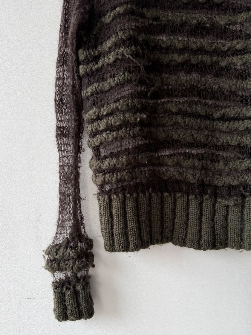 1990s OPEN WEAVE LONG SLEEVE KNIT TOP