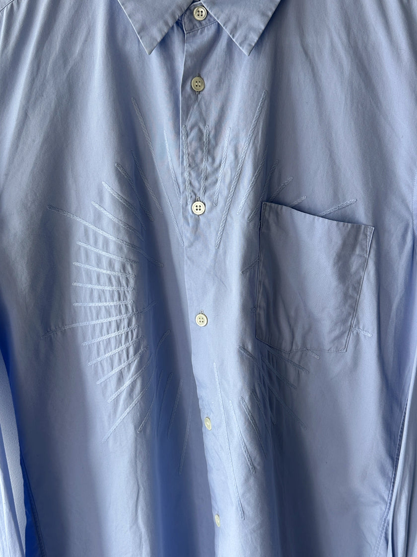 COMME DES GARÇONS - 2000s LONG SLEEVE SHIRT WITH TONAL EMBROIDERED DETAILS AT FRONT