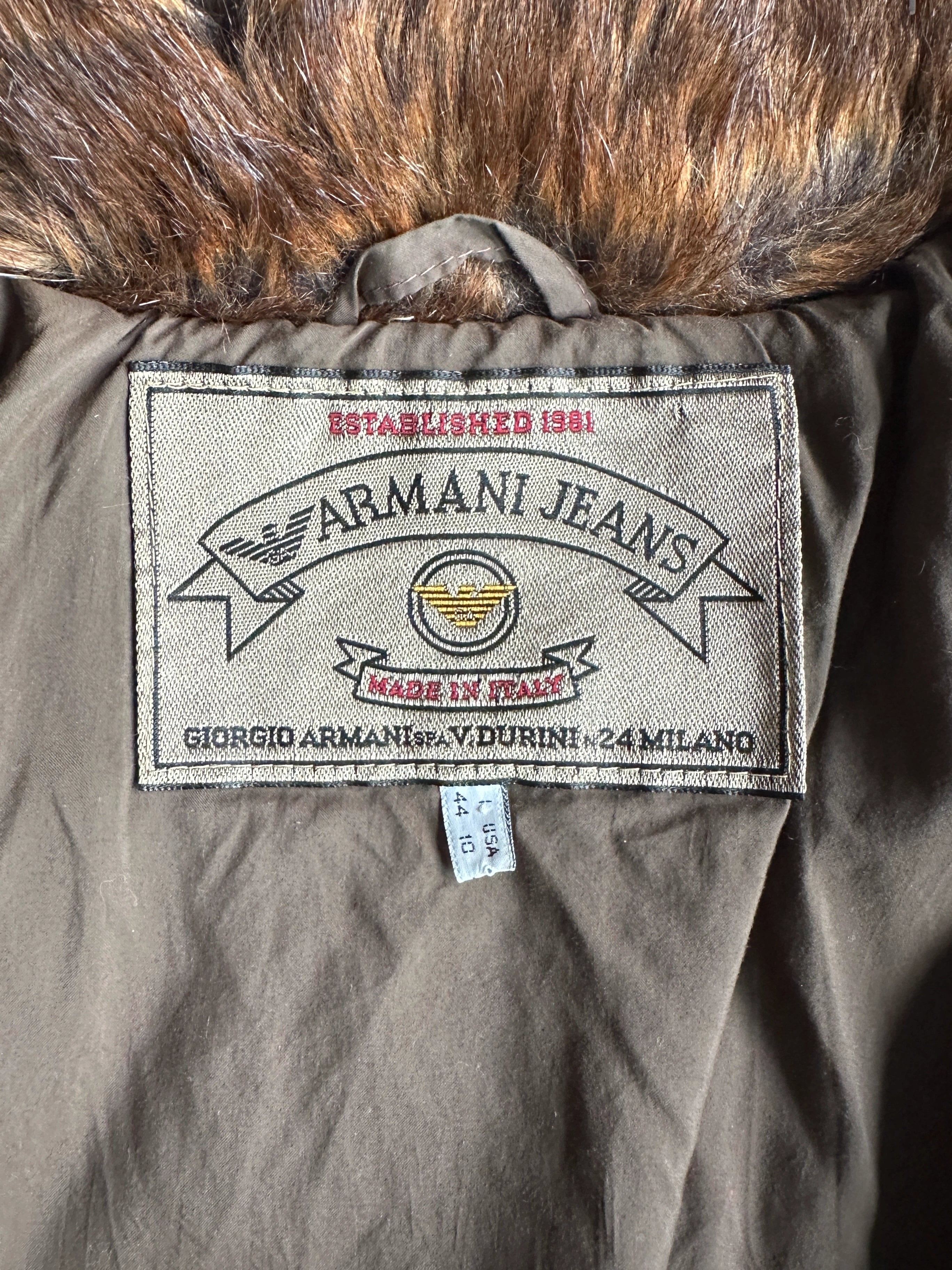 ARMANI JEANS - F/W 1988 CROPPED FIT JACKET WITH FUR COLLAR