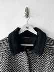 VERSUS VERSACE BY GIANNI VERSACE - early 1990s HERRINGBONE COAT WITH FUR COLLAR