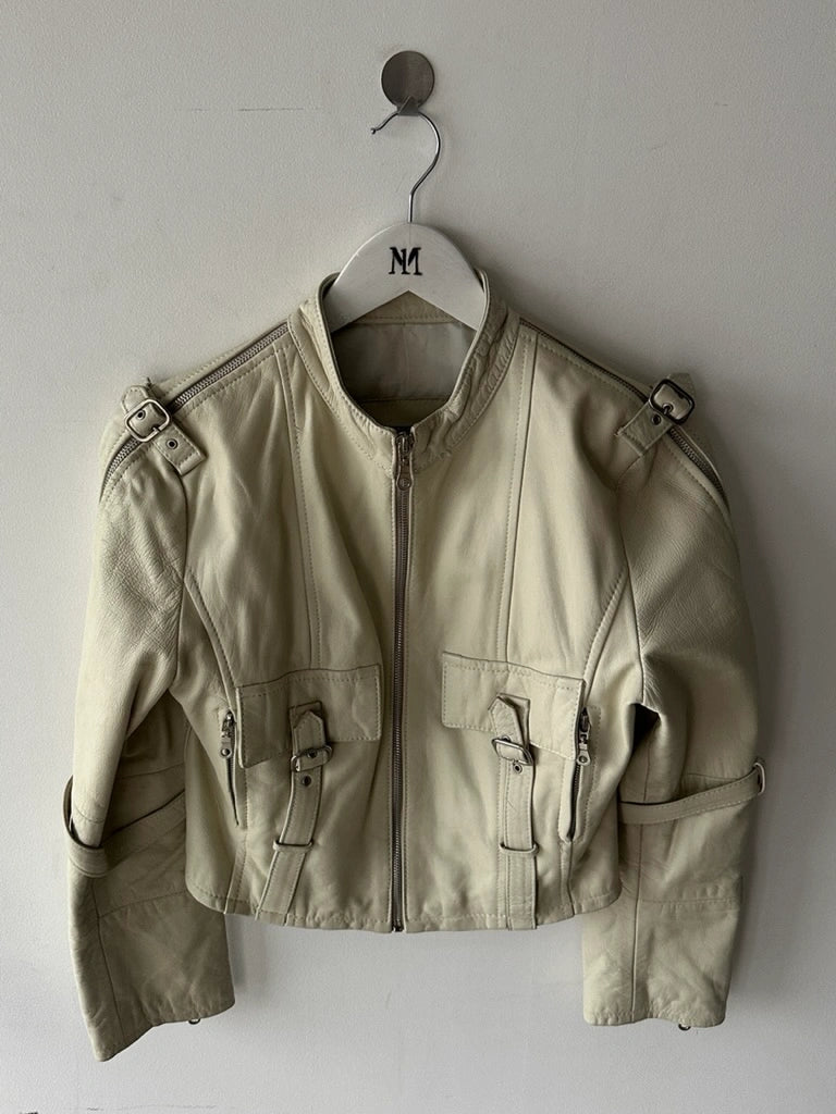 2000s CROP FIT BIKER LEATHER JACKET