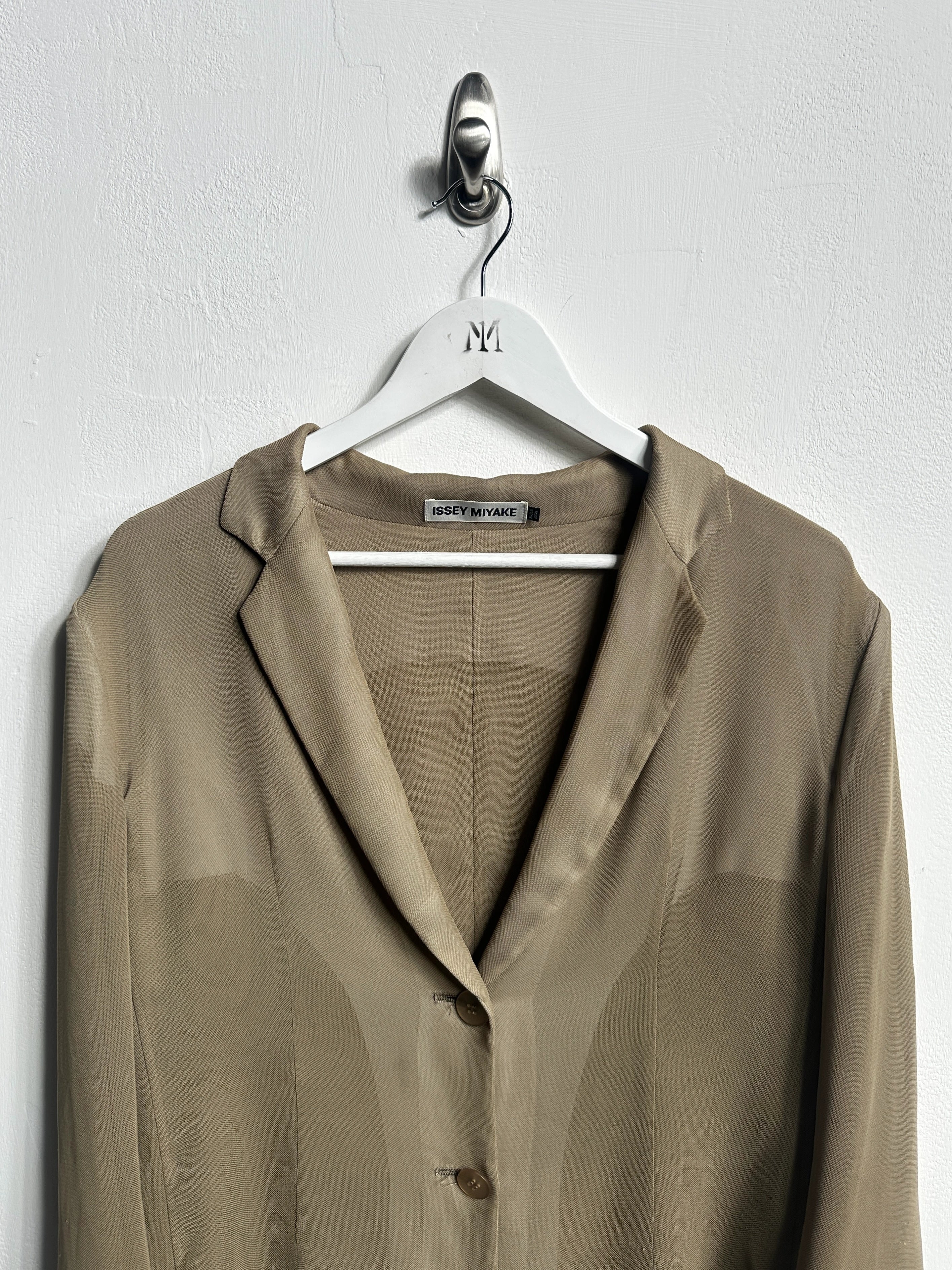 ISSEY MIYAKE - early 2000s DOUBLE LAYER MESH LONG BLAZER